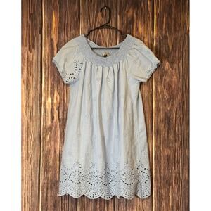 Sofia Dress Womens 2X? Blue Eyelet Smocked Off Shoulder Short Sleeve Italy